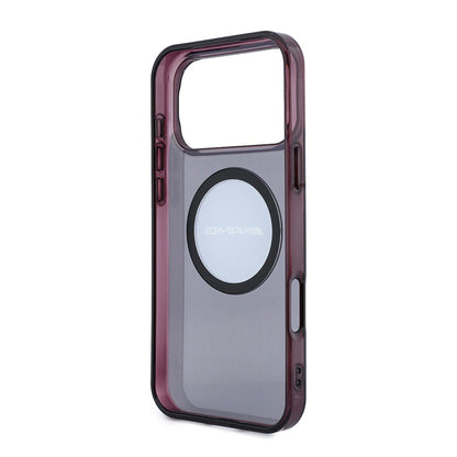 Apple iPhone 18 Pro Kılıf AMG Orjinal Lisanslı M-safe Şarj Özellikli Transparan IML Baskı Logolu Bicolor Block Kapak