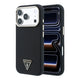 Apple iPhone 18 Pro Kılıf Guess Orjinal Lisanslı M-safe Şarj Özellikli PU Metal Üçgen Logolu Karbon Fiber Kevlar Kapak