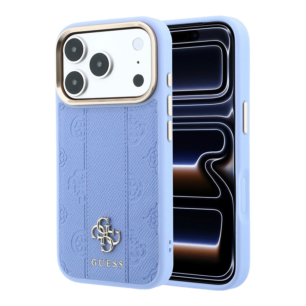 Apple iPhone 18 Pro Kılıf Guess Orjinal Lisanslı M-safe Şarj Özellikli Şeritli Peony 4G ve Yazı Logolu Kapak