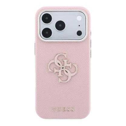 Apple iPhone 18 Pro Kılıf Guess Orjinal Lisanslı PU Yazı ve 4G Büyük Metal Logolu Kapak