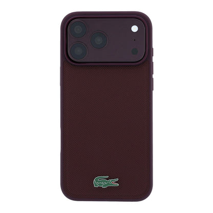 Apple iPhone 18 Pro Kılıf Lacoste Orjinal Lisanslı M-safe Şarj Özellikli PU Pike Desenli Metal Logolu Kapak