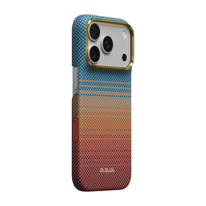 Apple iPhone 18 Pro Kılıf M-safe Şarj Özellikli Aramid Fiber Pitaka Sunset 2.0 California Dream Serisi Kapak