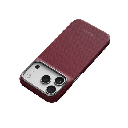 Apple iPhone 18 Pro Kılıf M-safe Şarj Özellikli Aramid Karbon Fiber Pitaka Argyle Serisi Kapak