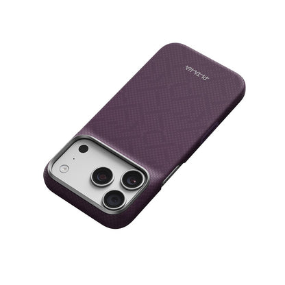 Apple iPhone 18 Pro Kılıf M-safe Şarj Özellikli Aramid Karbon Fiber Pitaka Weaving Serisi Kapak