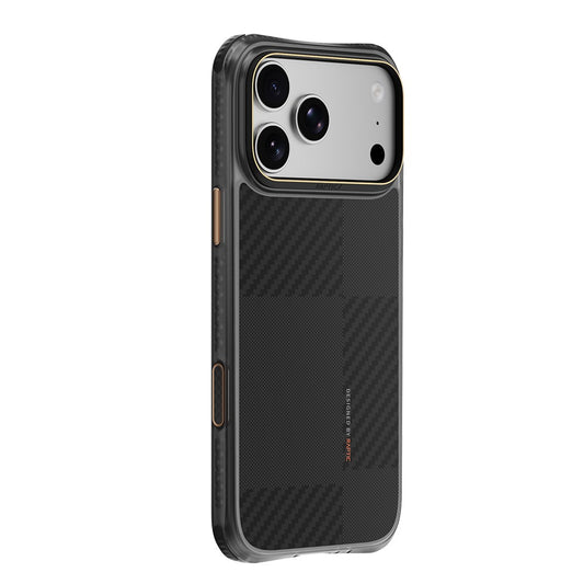 Apple iPhone 18 Pro Kılıf M-safe Şarj Özellikli Metal Kamera Çerçeveli Raptic Aramid Dual Karbon Fiber Mondrian Serisi Kapak