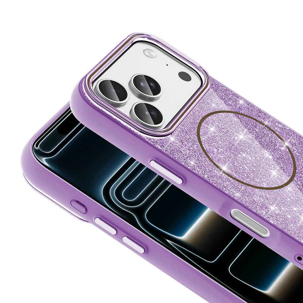 Apple iPhone 18 Pro Kılıf M-safe Şarj Özellikli Parlayan Simli Zore Okso Kapak