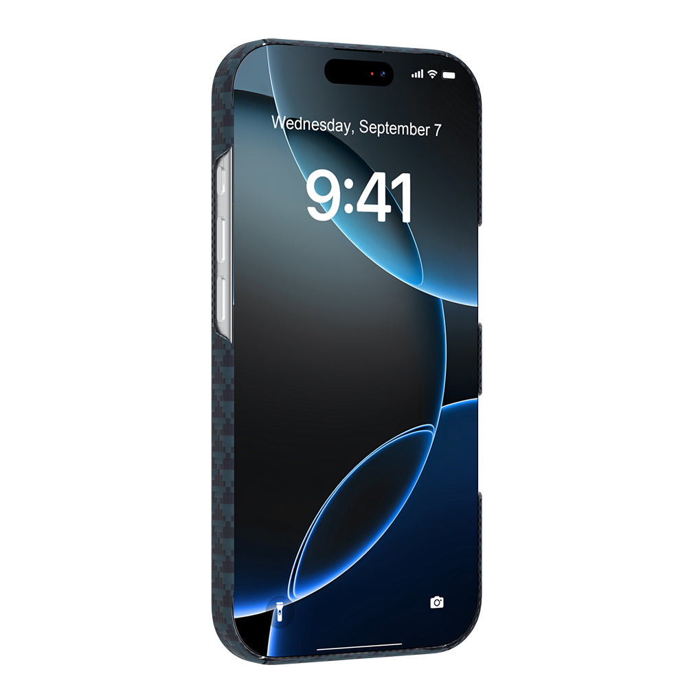 Apple iPhone 18 Pro Kılıf M-safe Şarj Özellikli Raptic Aramid Skin Origin Serisi Karbon Kapak