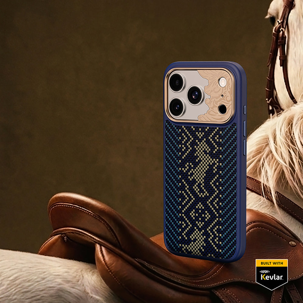 Apple iPhone 18 Pro Kılıf M-safe Şarj Özellikli Yükseltilmiş Kamera Çerçeveli Karbon Fiber Tasarımlı Benks Knight ArmorPro Kevlar Kapak
