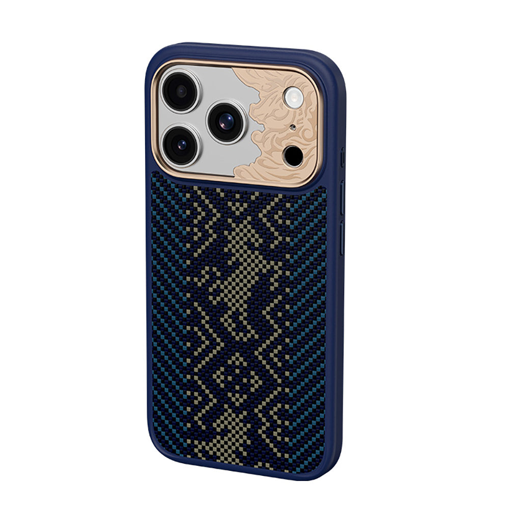 Apple iPhone 18 Pro Kılıf M-safe Şarj Özellikli Yükseltilmiş Kamera Çerçeveli Karbon Fiber Tasarımlı Benks Knight ArmorPro Kevlar Kapak
