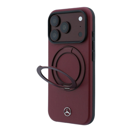 Apple iPhone 18 Pro Kılıf Mercedes Benz Orjinal Lisanslı M-safe Şarj Özellikli 360 Derece Dönebilen Standlı PU Metal Logolu Kapak