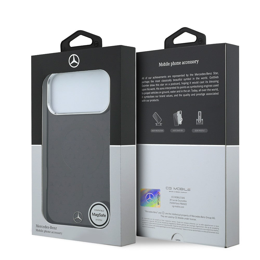 Apple iPhone 18 Pro Kılıf Mercedes Benz Orjinal Lisanslı M-safe Şarj Özellikli Çift Katmanlı Yıldız Desenli Sert PC Kapak