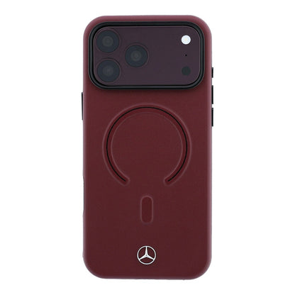 Apple iPhone 18 Pro Kılıf Mercedes Benz Orjinal Lisanslı M-safe Şarj Özellikli Metal Yıldız Logolu Kabartmalı Deri Kapak