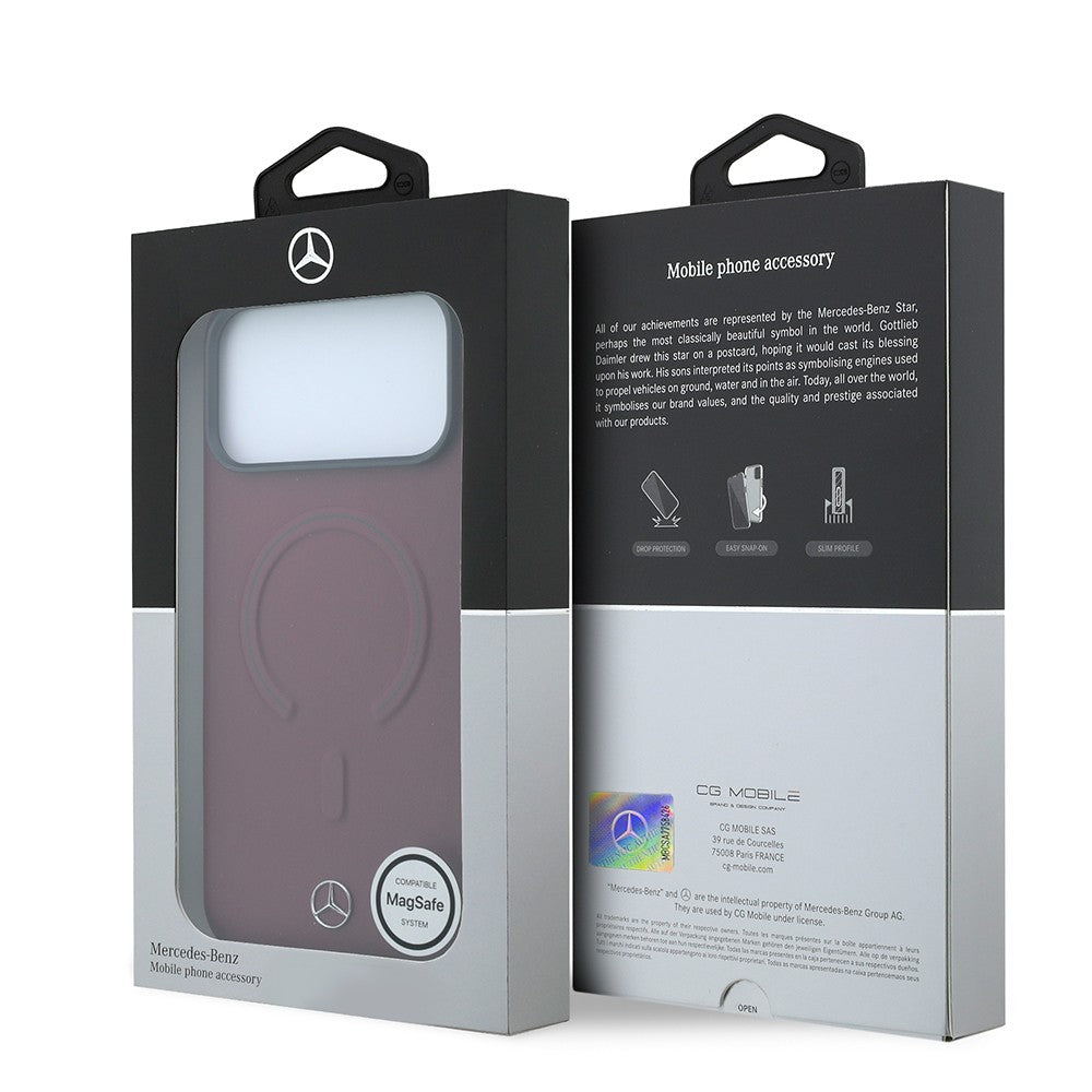 Apple iPhone 18 Pro Kılıf Mercedes Benz Orjinal Lisanslı M-safe Şarj Özellikli Metal Yıldız Logolu Kabartmalı Deri Kapak