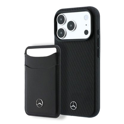 Apple iPhone 18 Pro Kılıf Mercedes Benz Orjinal Lisanslı M-safe Şarj Özellikli PU Deri 3D Metal Logolu Kartlıklı Kapak
