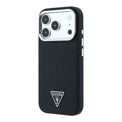 Apple iPhone 18 Pro Max Kılıf Guess Orjinal Lisanslı M-safe Şarj Özellikli Grained Triangle Kapak
