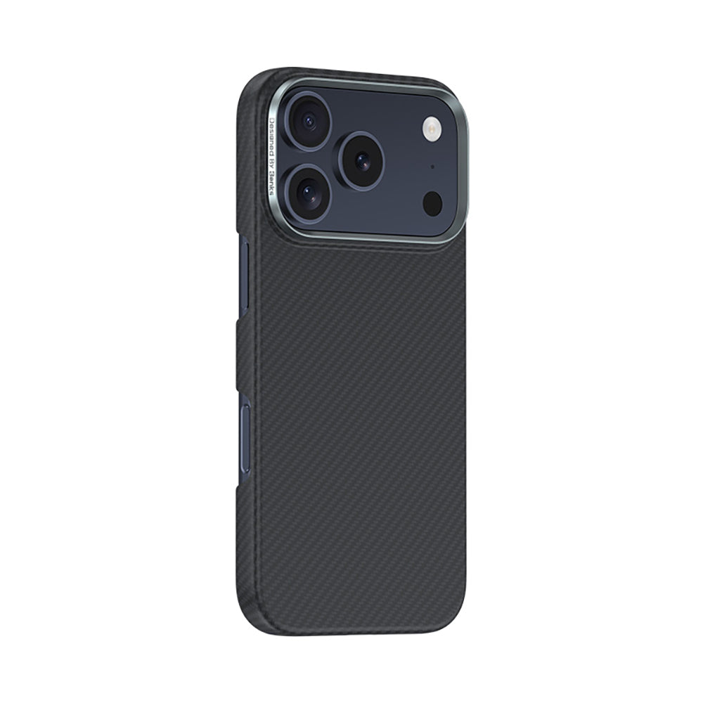 Apple iPhone 18 Pro Max Kılıf Karbon Fiber M-safe Şarj Özellikli Benks Armor Air Yükseltimiş Kamera Çerçevesi C1 600D Kevlar Kapak