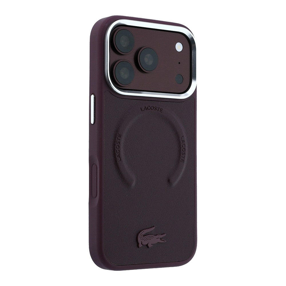 Apple iPhone 18 Pro Max Kılıf Lacoste Orjinal Lisanslı M-safe Şarj Özellikli Lenglen Icon Metal Logolu Kapak