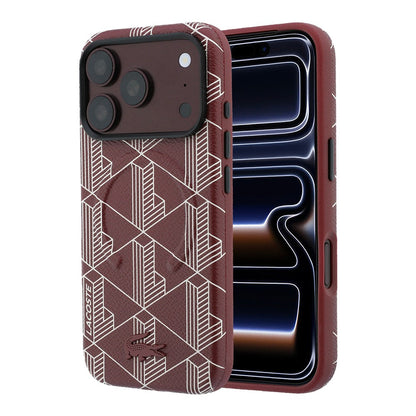Apple iPhone 18 Pro Max Kılıf Lacoste Orjinal Lisanslı M-safe Şarj Özellikli Metal Logolu Deri Karışık Monogram Desenli Kapak