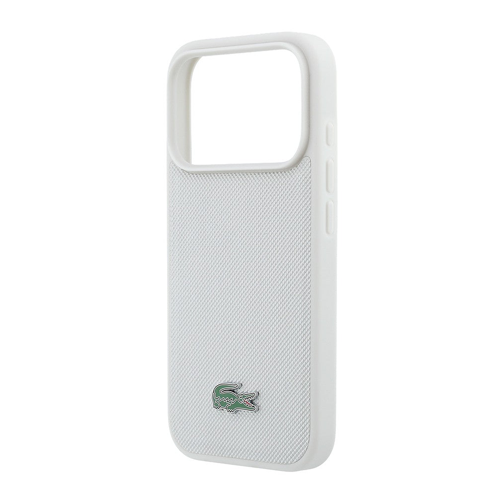 Apple iPhone 18 Pro Max Kılıf Lacoste Orjinal Lisanslı M-safe Şarj Özellikli PU Pike Desenli Metal Logolu Kapak