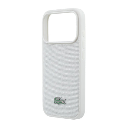 Apple iPhone 18 Pro Max Kılıf Lacoste Orjinal Lisanslı M-safe Şarj Özellikli PU Pike Desenli Metal Logolu Kapak