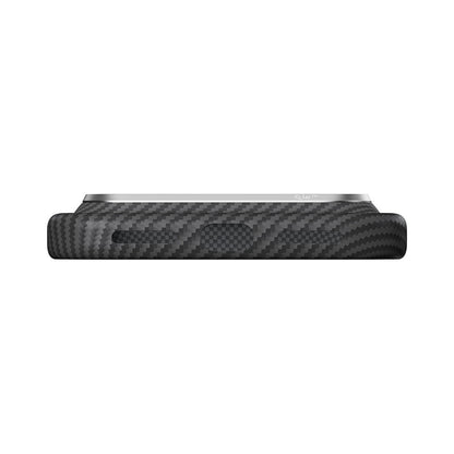 Apple iPhone 18 Pro Max Kılıf M-safe Şarj Özellikli 1500D Aramid Karbon Fiber Pitaka Ultra-Slim Classic Serisi Black-Grey Twill Kapak