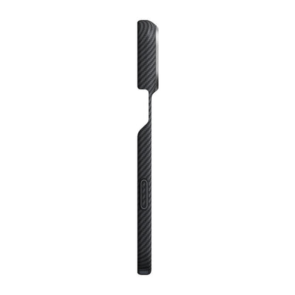 Apple iPhone 18 Pro Max Kılıf M-safe Şarj Özellikli 1500D Aramid Karbon Fiber Pitaka Ultra-Slim Classic Serisi Black-Grey Twill Kapak
