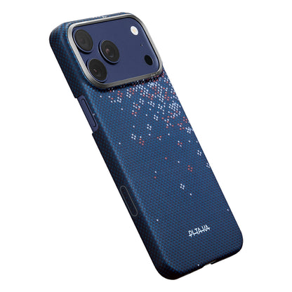 Apple iPhone 18 Pro Max Kılıf M-safe Şarj Özellikli Aramid Karbon Fiber Pitaka Sakura Hours Serisi Kapak