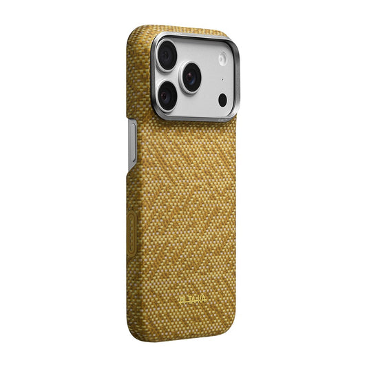 Apple iPhone 18 Pro Max Kılıf M-safe Şarj Özellikli Aramid Karbon Fiber Pitaka Wind Over Wheat Serisi Kapak