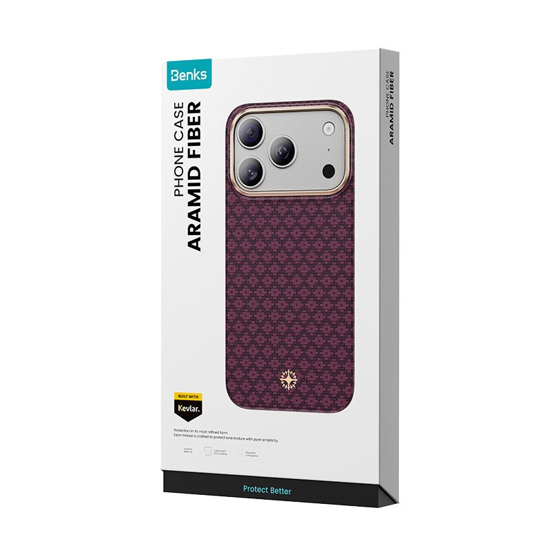 Apple iPhone 18 Pro Max Kılıf M-Safe Şarj Özellikli Benks ArmorAir ArmorGrid Serisi C1 Kevlar Karbon Kapak