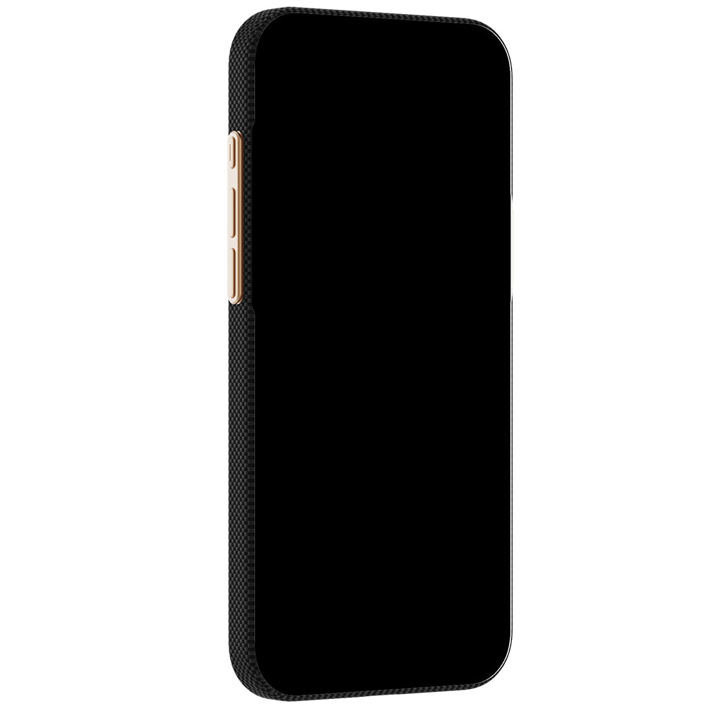 Apple iPhone 18 Pro Max Kılıf M-safe Şarj Özellikli Raptic Aramid Skin Rise Serisi 24 Ayar Altın Kaplamalı Karbon Kapak