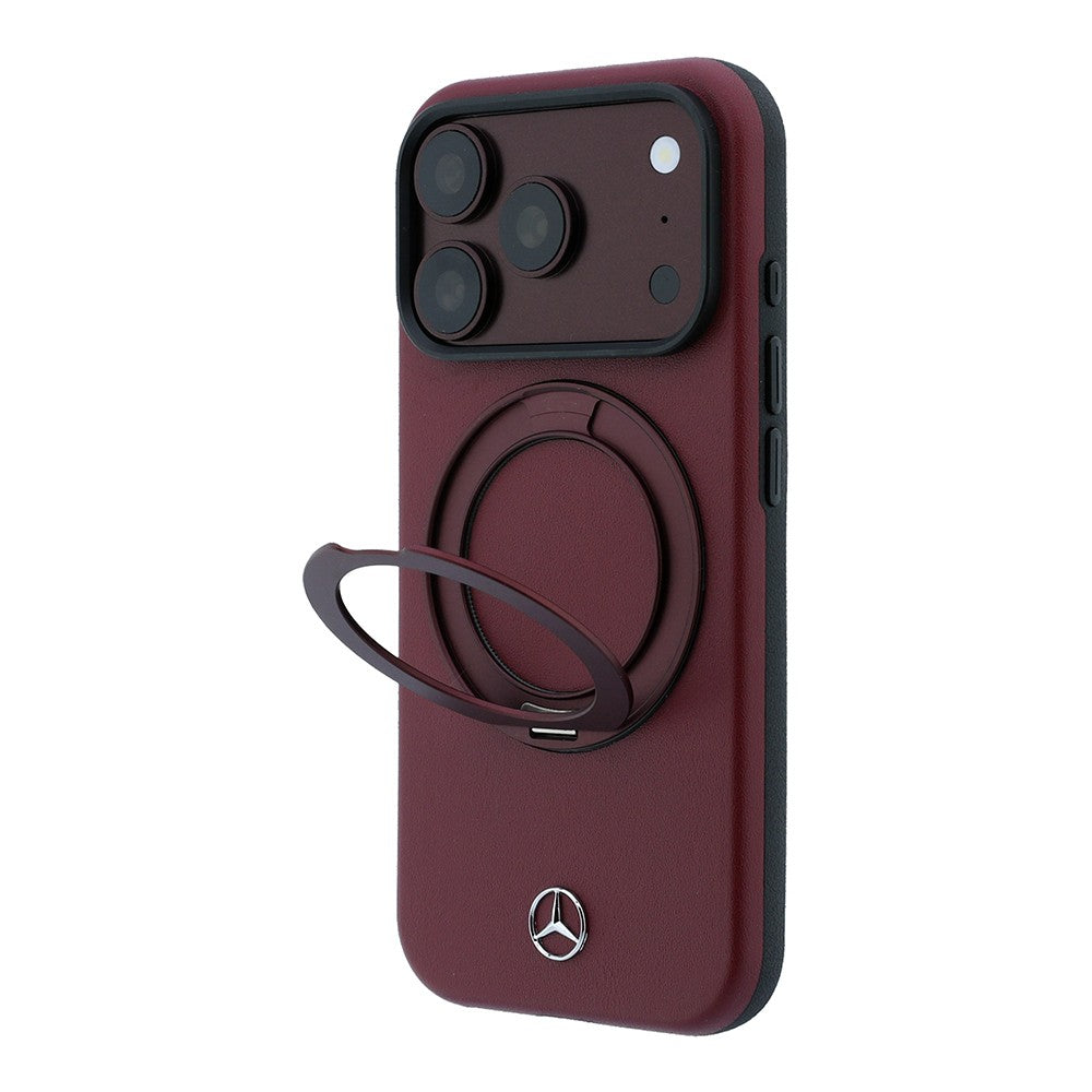 Apple iPhone 18 Pro Max Kılıf Mercedes Benz Orjinal Lisanslı M-safe Şarj Özellikli 360 Derece Dönebilen Standlı PU Metal Logolu Kapak