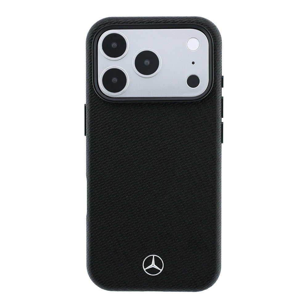 Apple iPhone 18 Pro Max Kılıf Mercedes Benz Orjinal Lisanslı M-safe Şarj Özellikli 3D Metal Logolu Wrap Wood Deri Kapak