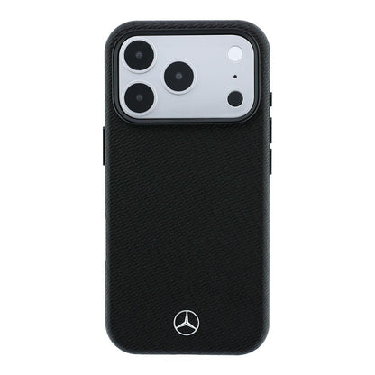 Apple iPhone 18 Pro Max Kılıf Mercedes Benz Orjinal Lisanslı M-safe Şarj Özellikli 3D Metal Logolu Wrap Wood Deri Kapak