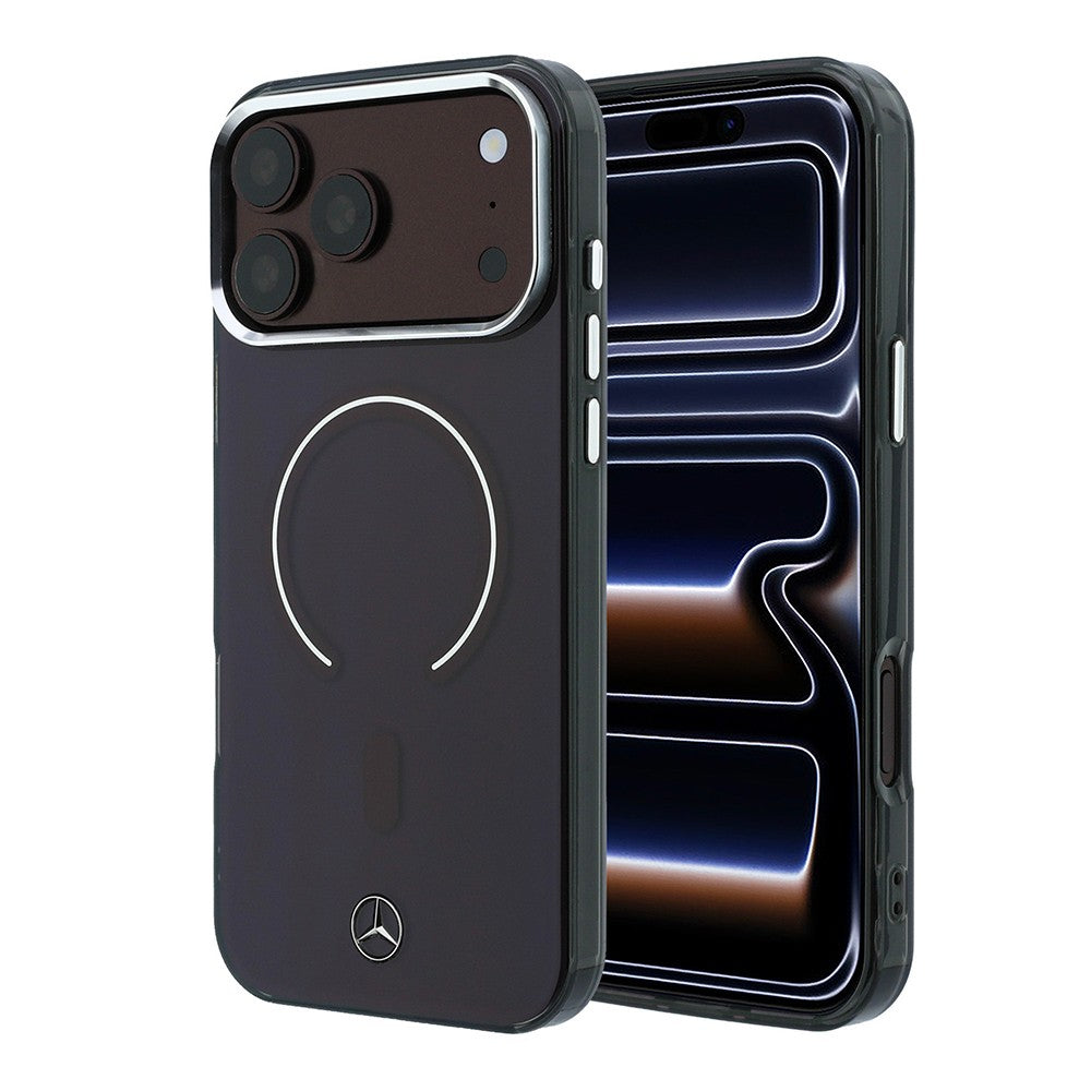 Apple iPhone 18 Pro Max Kılıf Mercedes Benz Orjinal Lisanslı M-safe Şarj Özellikli Saydam Yüzey İkonik 3D Metal Logolu Kapak