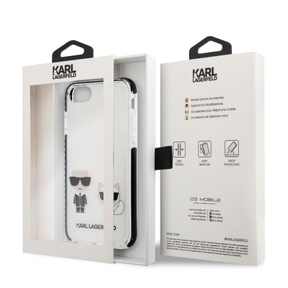 Apple iPhone 7 Kılıf Karl Lagerfeld Kenarları Siyah Silikon K&C Dizayn Kapak Siyah