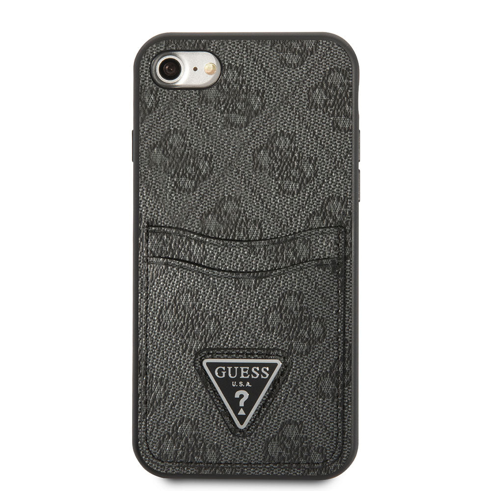 Apple iPhone 8 Kılıf GUESS Çift Kart Bölmeli Kapak Siyah