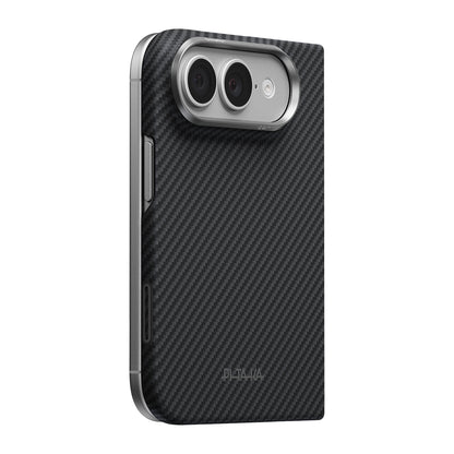 Apple iPhone Duo Kılıf M-safe Şarj Özellikli 600D Aramid Karbon Fiber Pitaka Edge Serisi Black-Grey Twill Kapak