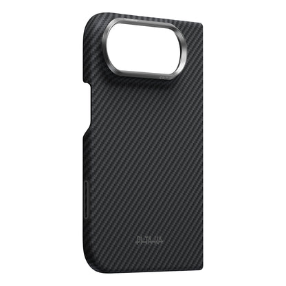 Apple iPhone Duo Kılıf M-safe Şarj Özellikli 600D Aramid Karbon Fiber Pitaka Edge Serisi Black-Grey Twill Kapak