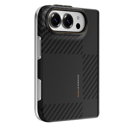 Apple iPhone Duo Kılıf M-safe Şarj Özellikli Metal Kamera Çerçeveli Raptic Aramid SkinPro Mondrian Serisi Karbon Kapak