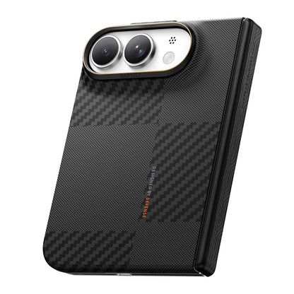 Apple iPhone Duo Kılıf M-safe Şarj Özellikli Metal Kamera Çerçeveli Raptic Aramid SkinPro Mondrian Serisi Karbon Kapak
