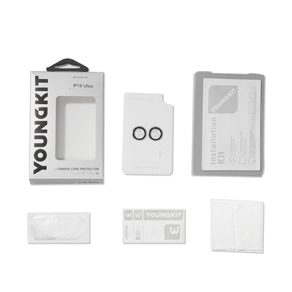 Apple iPhone Duo Youngkit Alloy Original Parlama Önleyici Kamera Lens Koruyucu + Kolay Uygulama Aparatlı