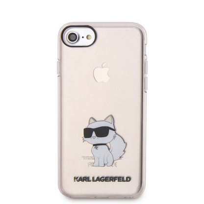 Apple iPhone SE 2020 Kılıf Karl Lagerfeld Transparan Choupette Dizayn Kapak Pembe