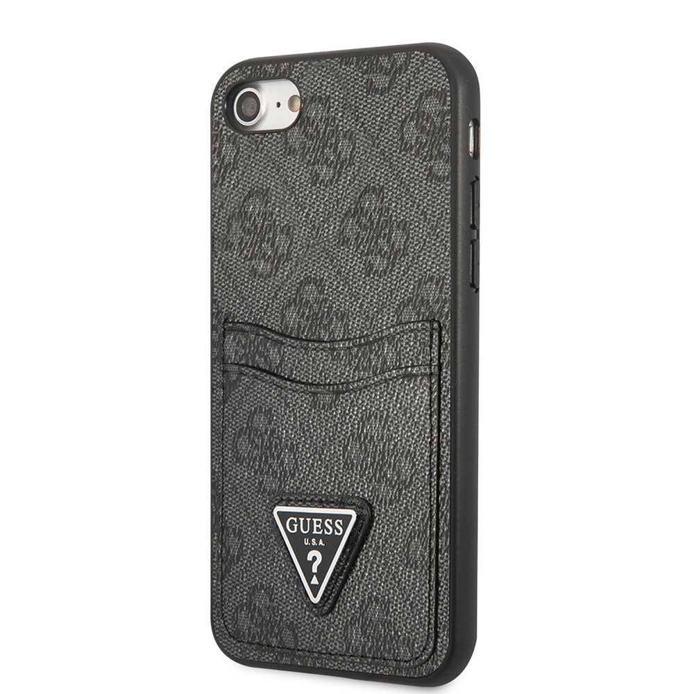 Apple iPhone SE 2022 Kılıf GUESS Çift Kart Bölmeli Kapak Siyah