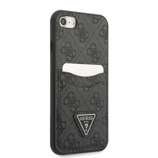 Apple iPhone SE 2022 Kılıf GUESS Çift Kart Bölmeli Kapak Siyah