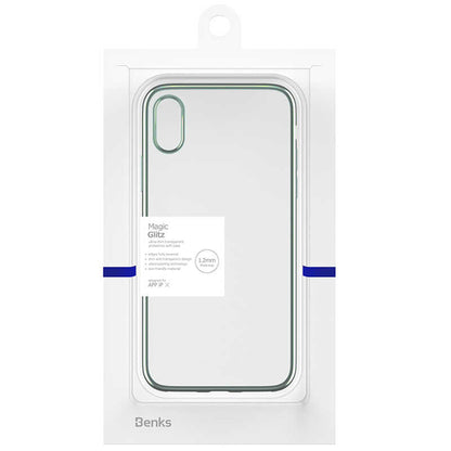 Apple iPhone X Benks Magic Glitz Ultra-Thin Transparent Protective Soft Kapak Koyu Yeşil