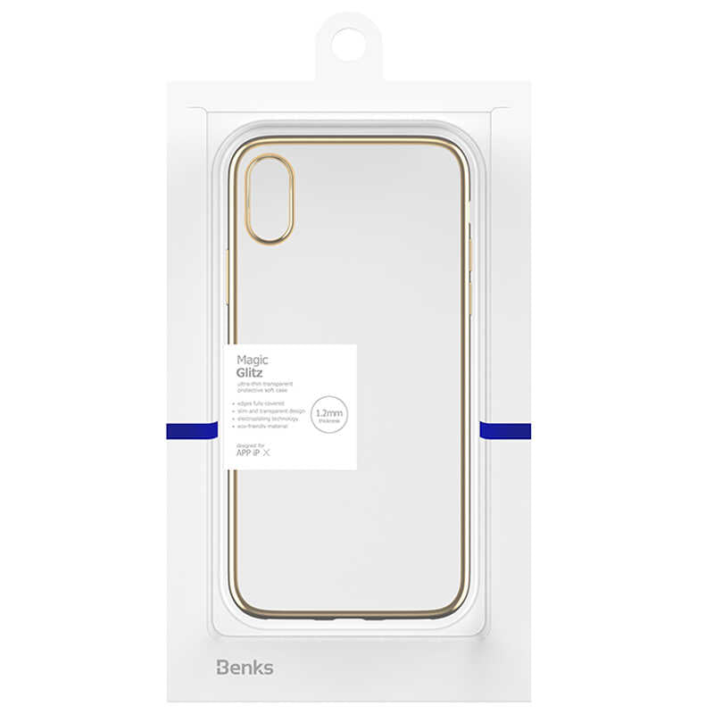 Apple iPhone X Benks Magic Glitz Ultra-Thin Transparent Protective Soft Kapak Gold
