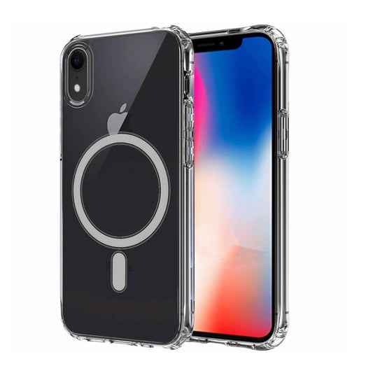 Apple iPhone XR 6.1 Kılıf M-safe Şarj Özellikli Şeffaf Sert PC Zore Embos Kapak Renksiz