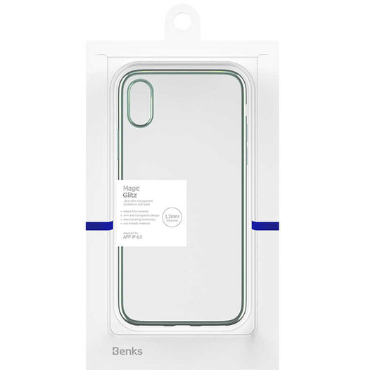 Apple iPhone XS Max 6.5 Benks Magic Glitz Ultra-Thin Transparent Protective Soft Kapak Koyu Yeşil