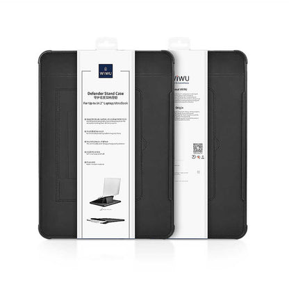 Apple Macbook 14.2' 2021 Wiwu Defender Stand Case Taşınabilir Standlı Magnetik PU Laptop Çantası Siyah