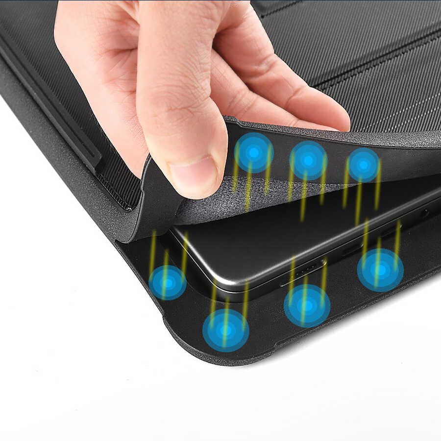 Apple Macbook Pro 14.2 2023 A2779 Wiwu Defender Stand Case Taşınabilir Standlı Magnetik PU Laptop Çantası Siyah